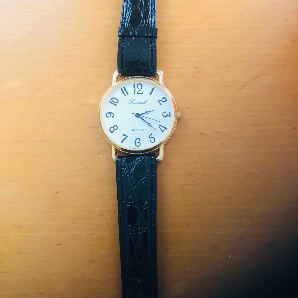 Black And Gold Watch With Leather Strap Black And Gold Watch With Leather Strap